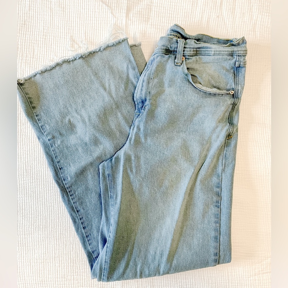 Kensie Vintage Luxe Wide Leg Jeans, Raw Hem, Size 12/31